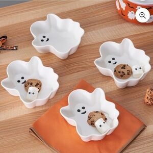 Way to Celebrate Halloween 4pk Ceramic White Figural Ghost Appetizer Bowls